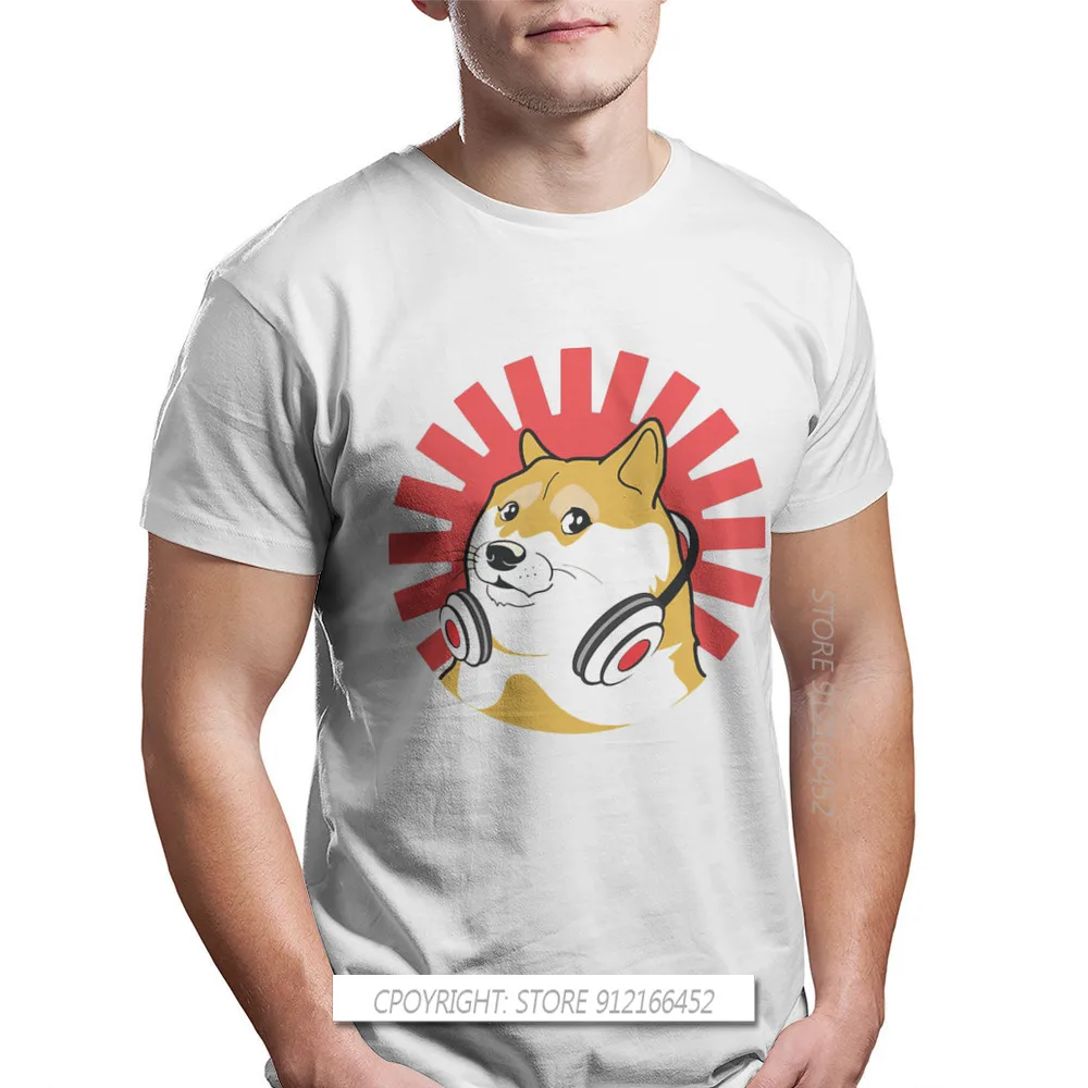 

DJ Doge Crew Neck TShirt Dogecoin Cryptocurrency Miners Meme Pure Cotton Classic T Shirt Man's Tops New Design Oversize Big Sale