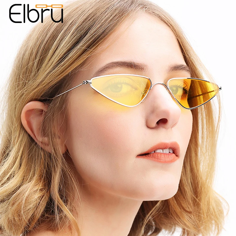 

Elbru кошачий глаз солнцезащитный козырек для женщин Женский модный маленький металлический корпус солнцезащитные очки Брендовые винтажные ...