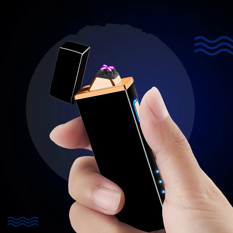 Новинка Электронная зажигалка USB зарядка двойная огнеупорная дуговая