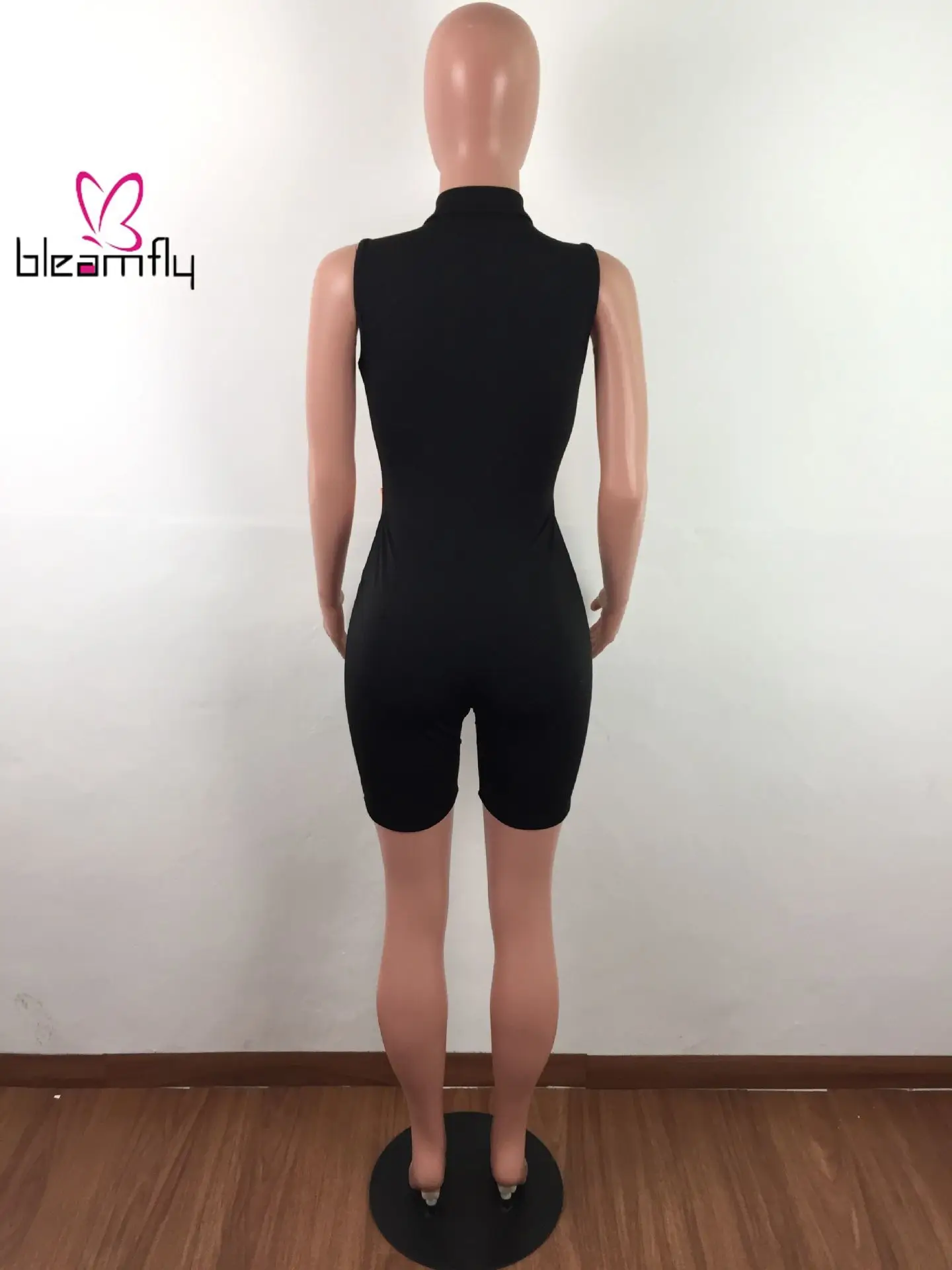 2019 Женский Летний комбинезон на молнии с пряжкой вырезами талии без рукавов