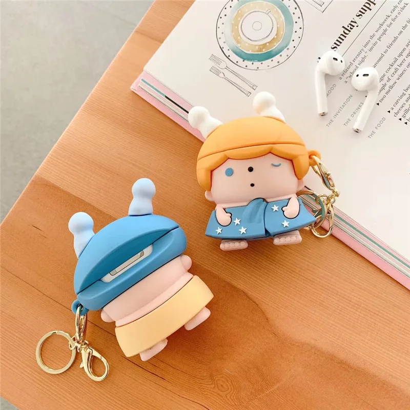 

3D Cartoon Earphone Case Cute Sleep Baby For Airpods Pro Case Silicone Headphone Protective Cover For Airpods 1 2 with Keychain