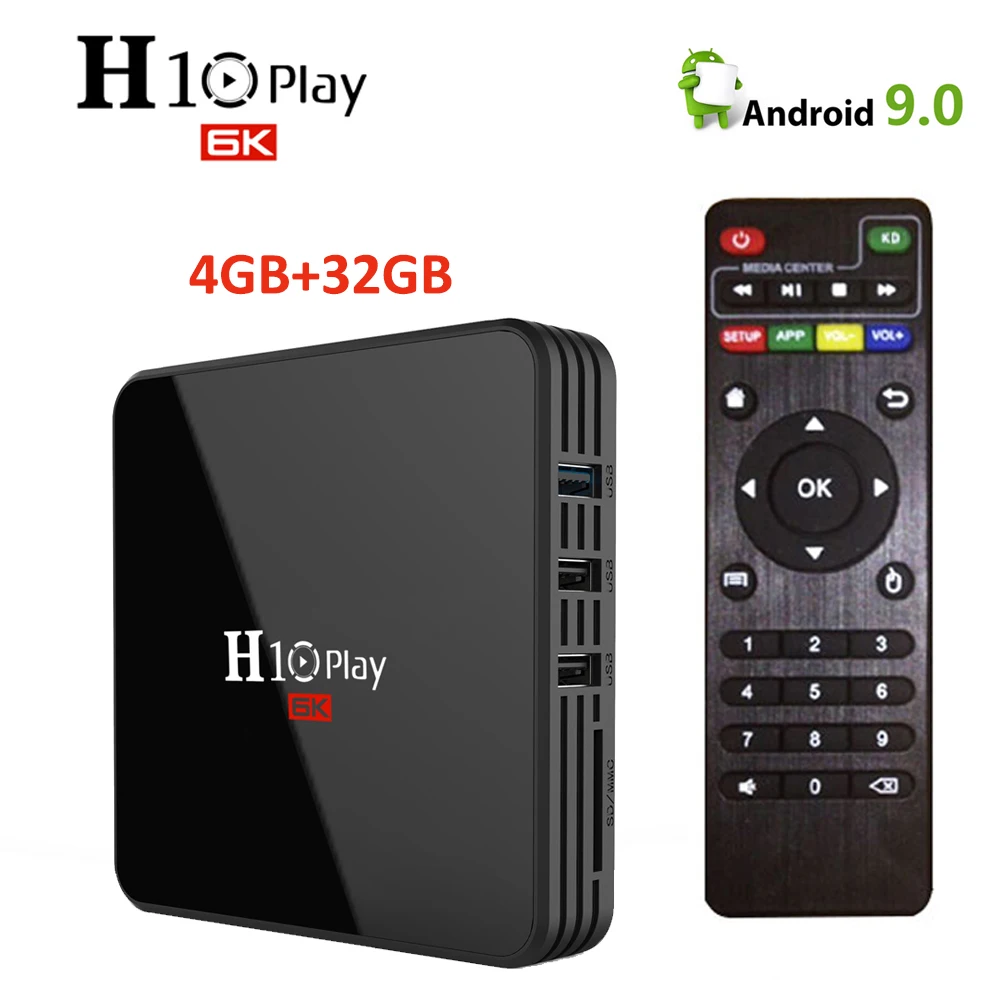 Приставка H10 Play Android Tv box Allwinner H6 quad core 4GB 32GB 2 4G wifi LAN100M USB3.0 4K H.265 SD/HD Макс. 6K pixel Box