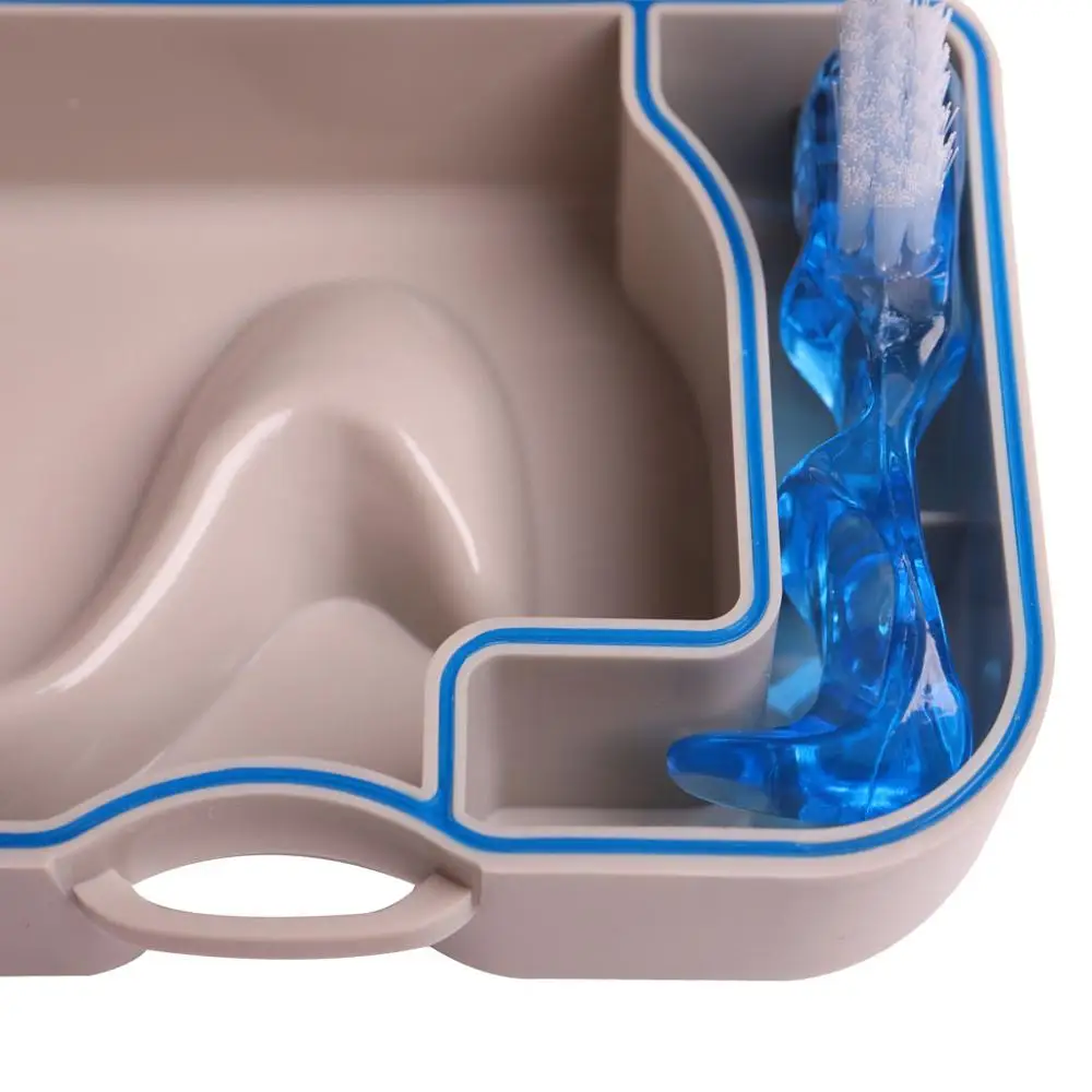 1 комплект пластиковый чехол для зубных протезов с зеркалом и чистящей