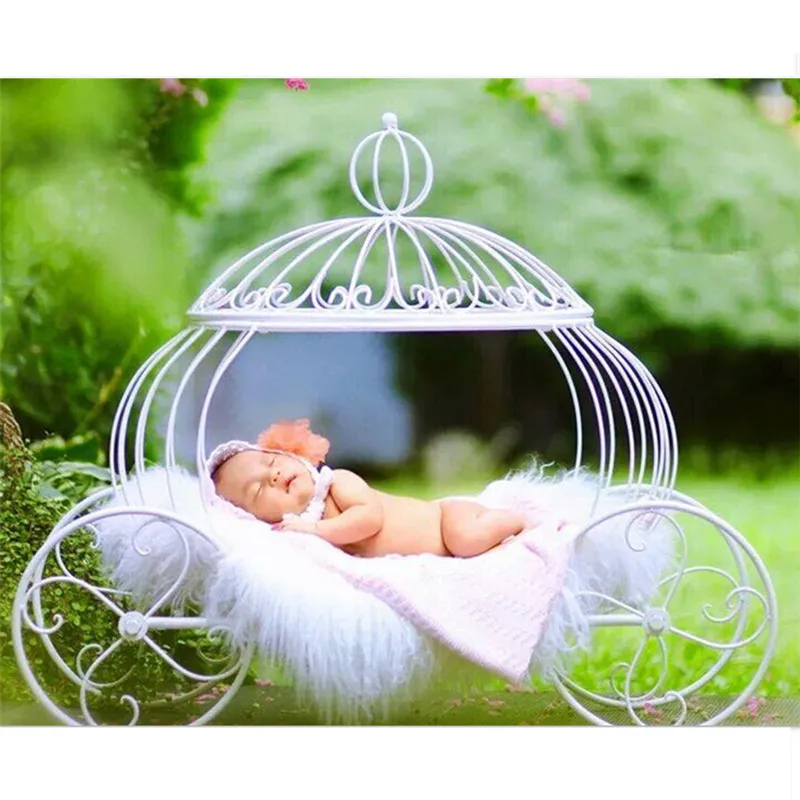 Newborn Photo Props Furniture Iron Pumpkin Car Bed for Kids Baby Cribes Photography Shoot Accessories Posing Chair Girl Boy