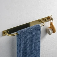 bathroom towel bars 304 stainless steel bolt inserting type towel bar with hooks bath hardware bathroom accessories brushed gold