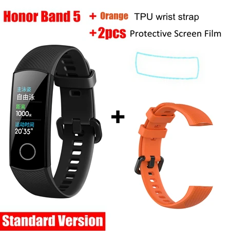 huawei Honor Band 5 стандартная версия умный Браслет Монитор кислорода в крови оксиметр здоровье браслет для мужчин и женщин - Цвет: add orange strap