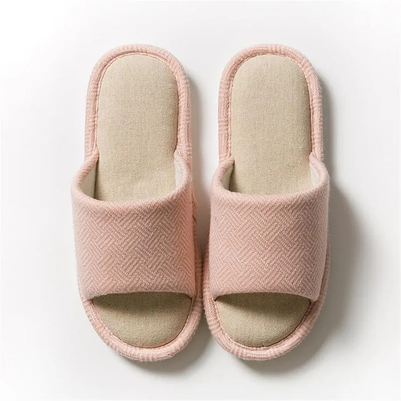 Тапочки женские/мужские из хлопка и льна Нескользящие мягкие тапочки на толстой