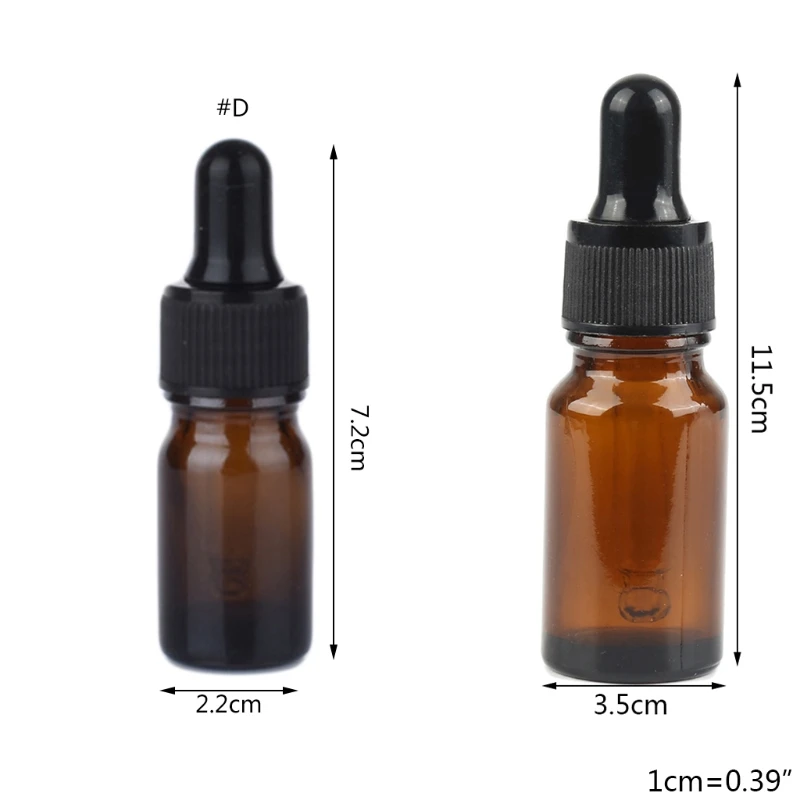 

5Pcs Essential Oil Amber Glass Dropper Bottles Perfume Empty Refillable Jars R3MF