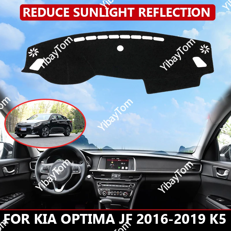 

Carpet Dash mat for KIA Optima JF 2016-2019 K5 Auto Dashboard Velvet Cover Black blocks dust reduces noise car accessories