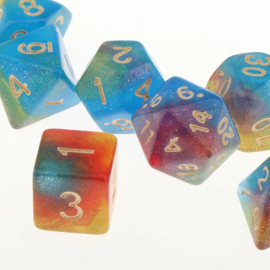 7 шт. многогранный Набор кубиков MTG DND RPG кубик для настольной игры D & ролевые