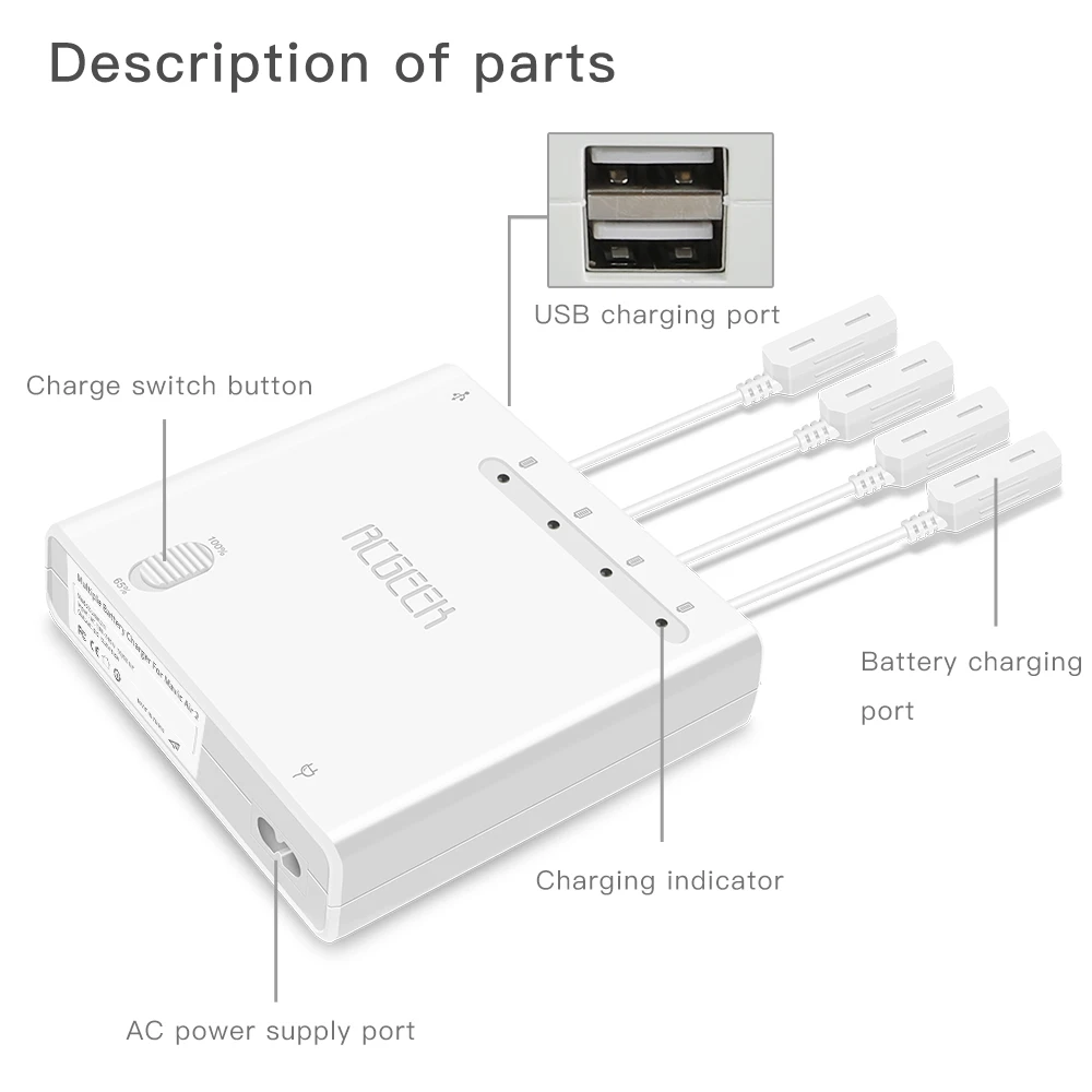Drone Multi Battery Charger Mavic Air 2S Intelligent Fast Charging Hub AC 100-240V for DJI Air2S/Mavic Air2 Flight | Электроника