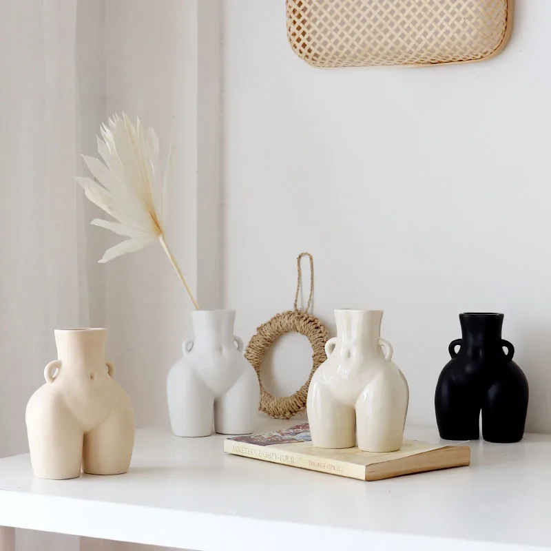 

Nordic Creative Ceramic Body Art Hip Shape Vase Decoration Living Room Bedroom Hotel Home Decorat Ornaments