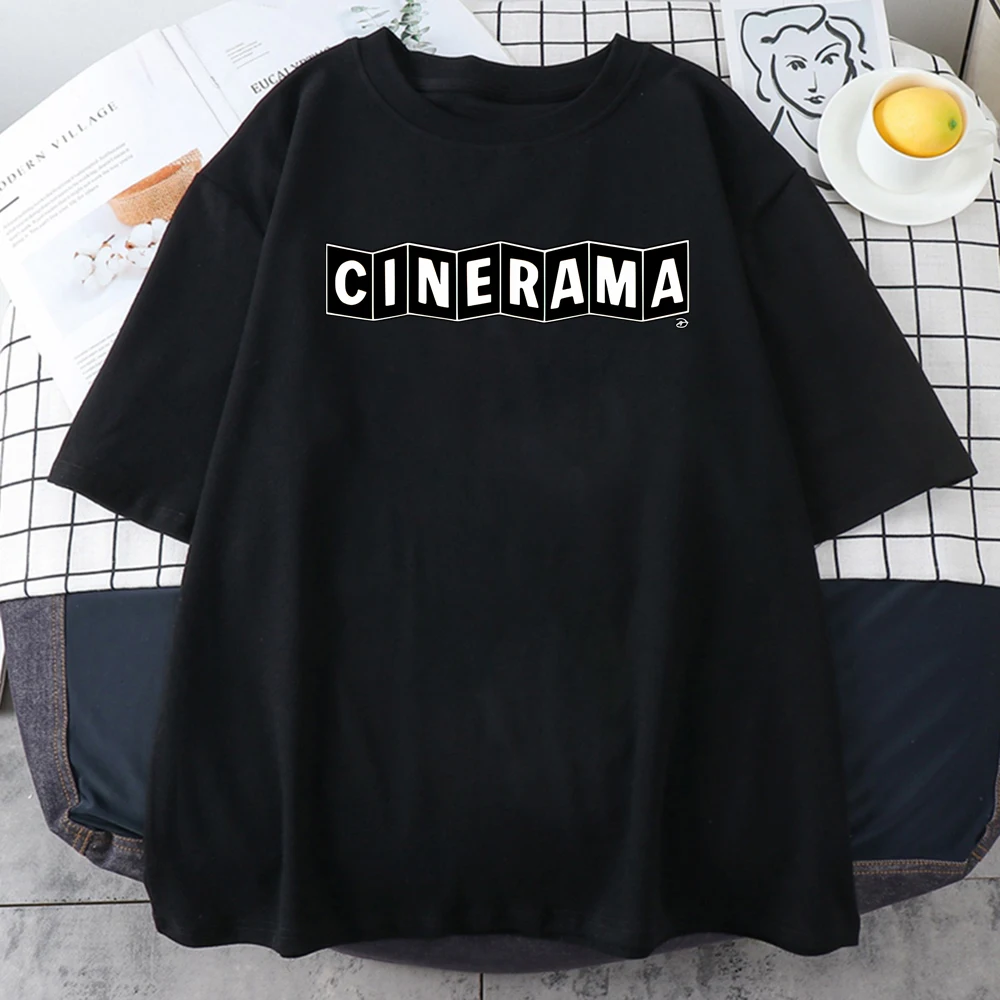 

Unisex Cinerama Printing T Shirts Woman Breathable Summer Short Sleeve Kawaii Crewneck T Shirt Fashion Casual T-shirt Female