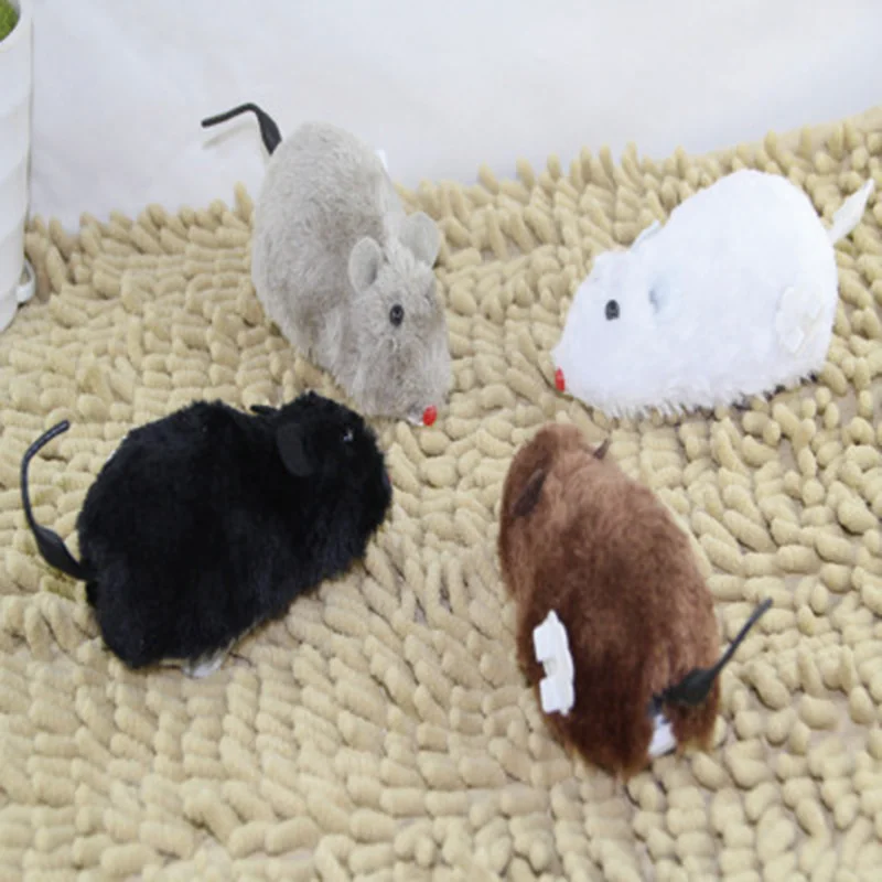 Ручной Забавный Заводной пружинный игрушечная плюшевая мышь механическое