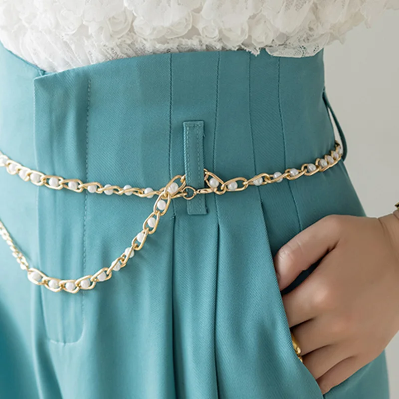 

Limiguyue Chic Summer High Wiatsed Suit Pants Women With Chain Soft Elegant Office Business Trousers Pantalon Costumes K1446