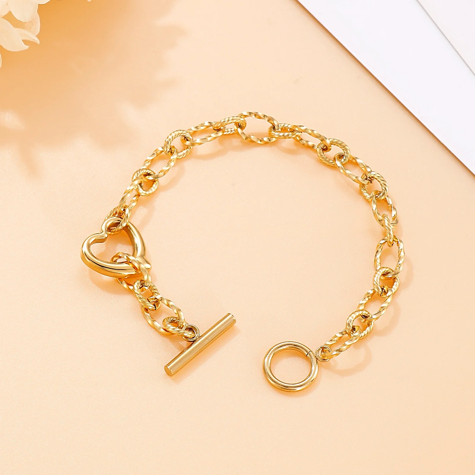 Модный женский плетеный браслет dicotic на цепочке из нержавеющей стали золотого и