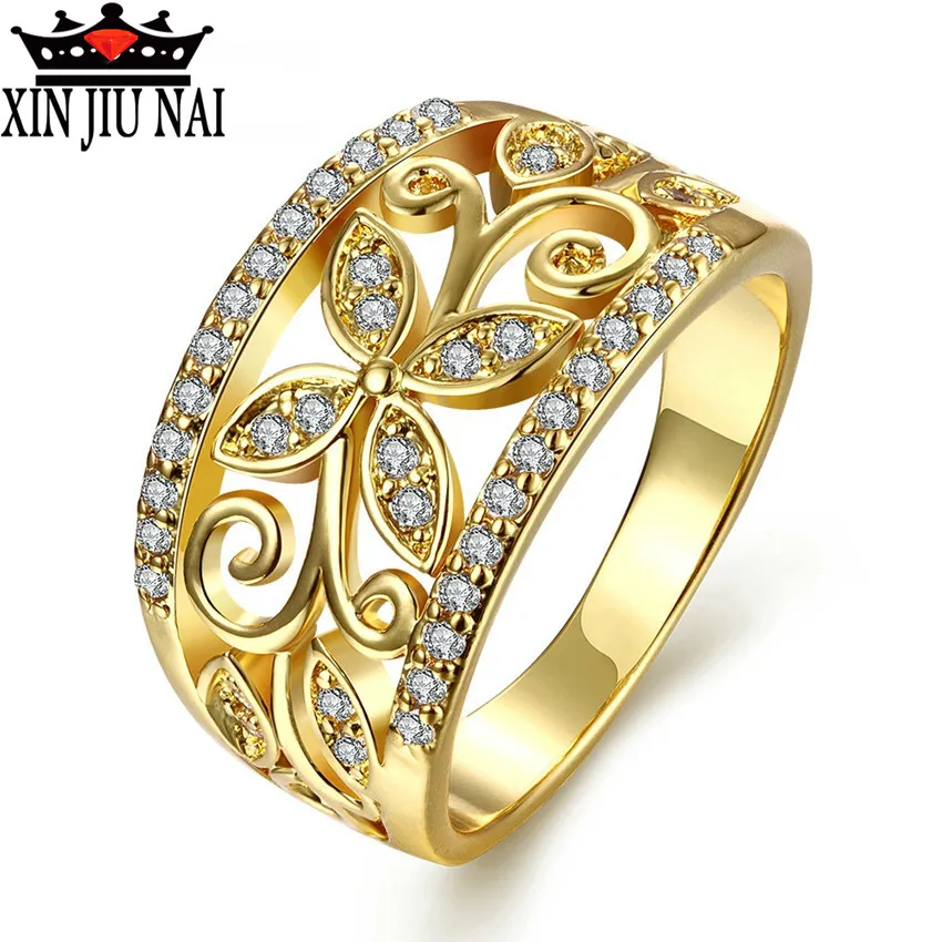 Роскошное Золотое обручальное кольцо для одежды в форме листьев цветка циркония