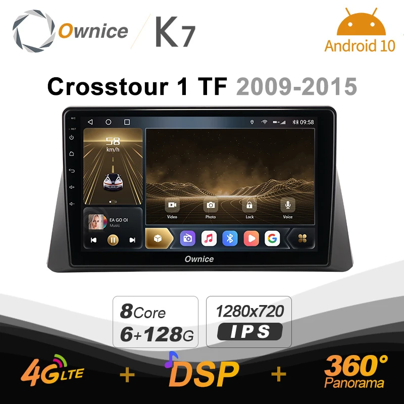 

Автомобильная Мультимедийная магнитола Ownice K7 Android 10 для Honda Crosstour 1 TF 2009 - 2015 видеоплеер 6G + 128G быстрая зарядка коаксиальный 4G LTE