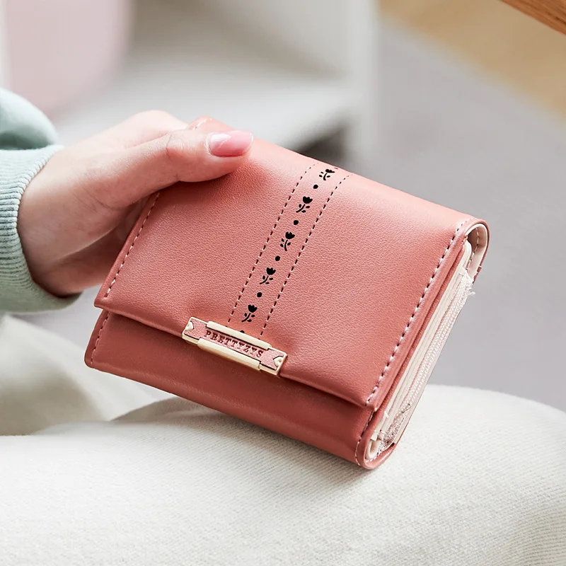 

Новый Модный маленький кошелек из трех частей, женский короткий кошелек, модный кошелек для студентов, кошелек для монет