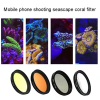 rise aquarium smartphone camera lens filter 4 in 1 kit yellow orange lens filter for coral reef aquarium photography