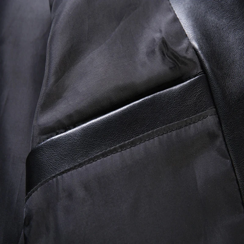 

New Autumn Men's Leather Jackets Casual Long Trench Coat British Style Motorcycle Leather Jacket Male Single Breasted PU Outwear