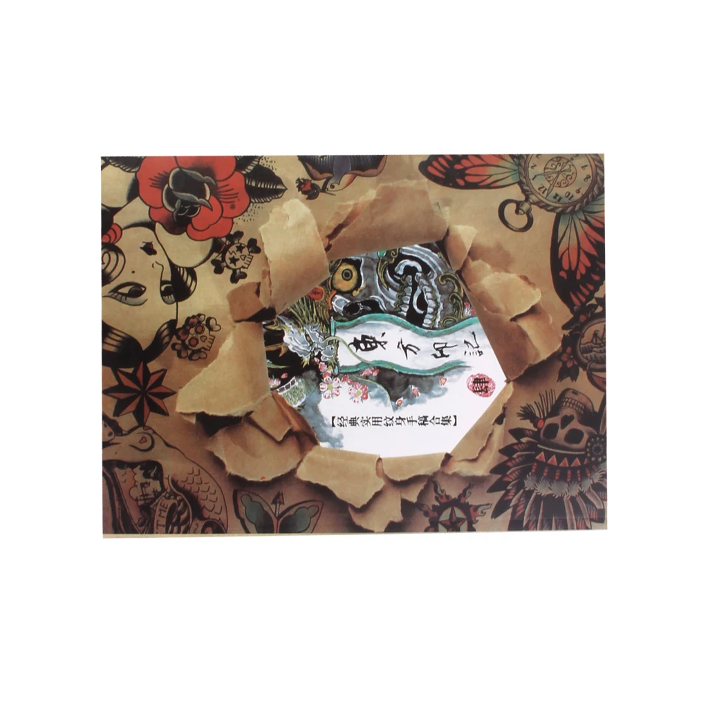 

108 Page Popular Skull Animal Flower Design Tattoo Flash Outline Sketch Book