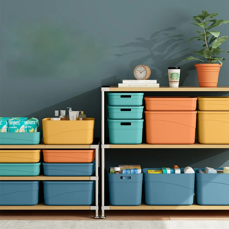

Large Plastic Storage Box With Lid Shelf Bathroom Organizer Storage Box Baskets Clothes Panier De Rangement Home Storage BS50SB