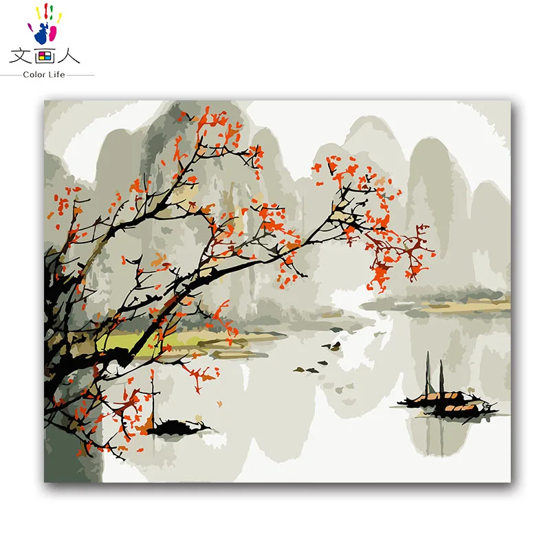 Китайская живопись чернилами гор и воды Раскрашивание по номерам с наборами на