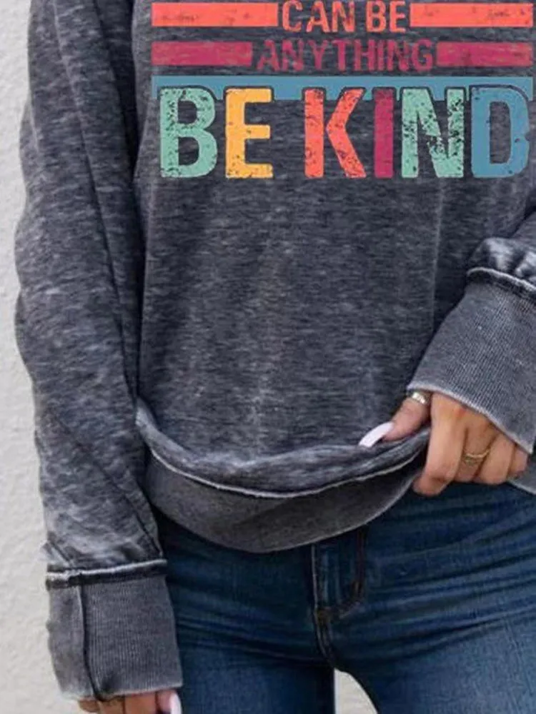 

Winter Letter Print Long Sleeve Women T-Shirt Female Gray Color Round Neck Loose Tops Casual Pullover Graphic Tee for Women