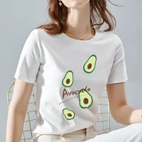 summer white women t shirts all match street fashion ladies tee kawaii cartoons avocado pattern series short sleeve tops clothes