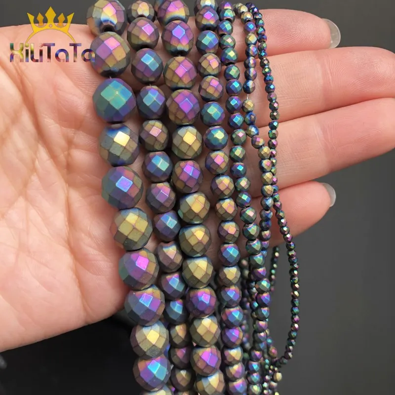 Граненые Бусины Из Натурального Гематита матовые разноцветные Круглые бусины