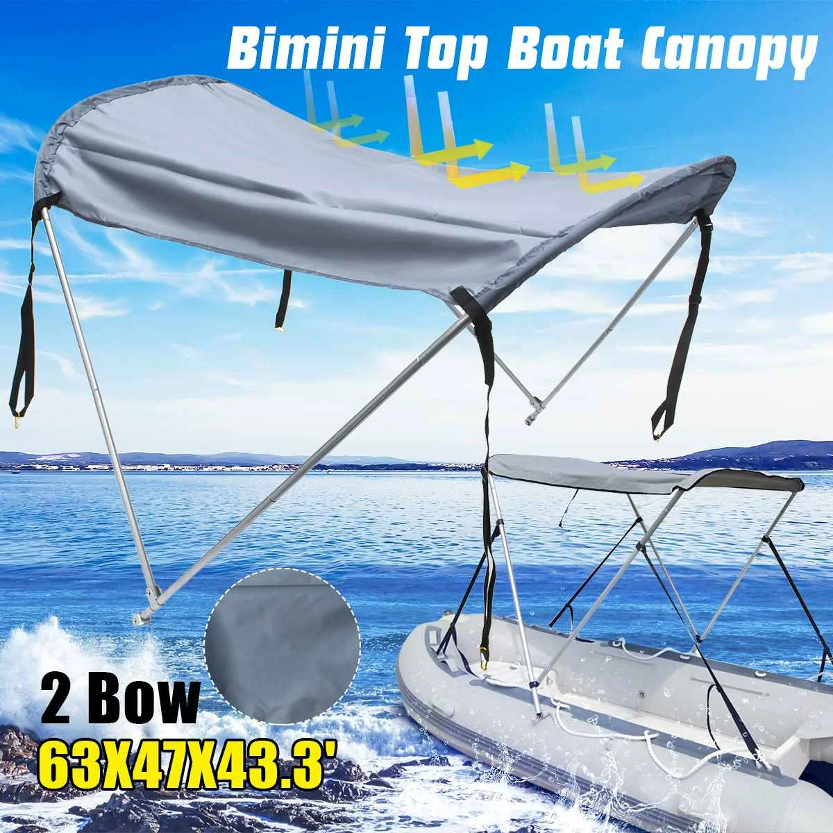 Алюминиевые трубы круглые крышка лодки Bimini Top водонепроницаемая УФ 1000D с обувью и