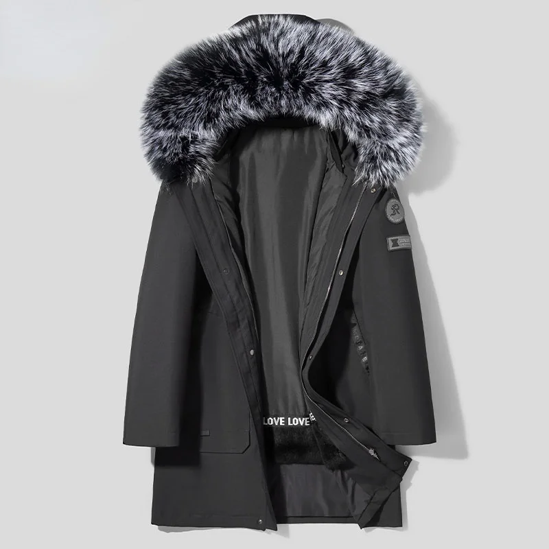 

Men's Winter Parka 2021 Hooded Real Rabbit Fur Liner Male Jacket Warm Thick Big Raccoon Fur Collar Coats Chaquetas Hombre Gxy952