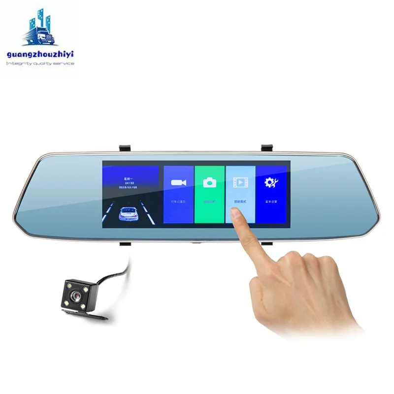 Driving recorder 7 inch front and rear double recording reversing image rearview mirror camera HD android | Автомобили и