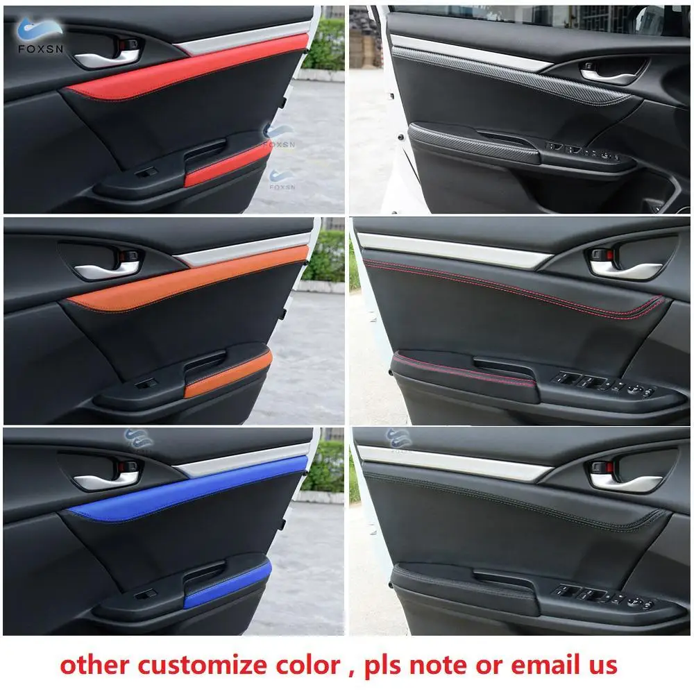 Для Honda Civic 10th Gen 2016 2017 4 шт. микрофибра кожаные дверные ручки панели подлокотник