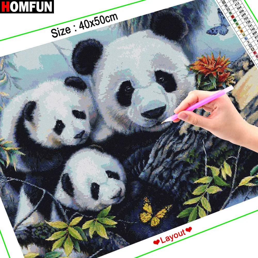 Алмазная живопись HOMFUN панда полное квадратное/Круглое украшение для стен
