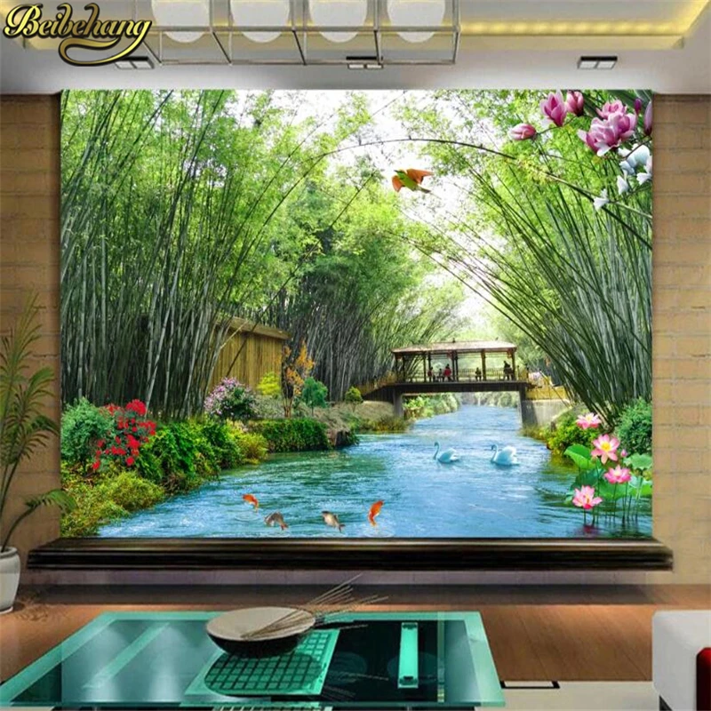 Обои beibehang с изображением бамбукового леса и весны фон для телевизора