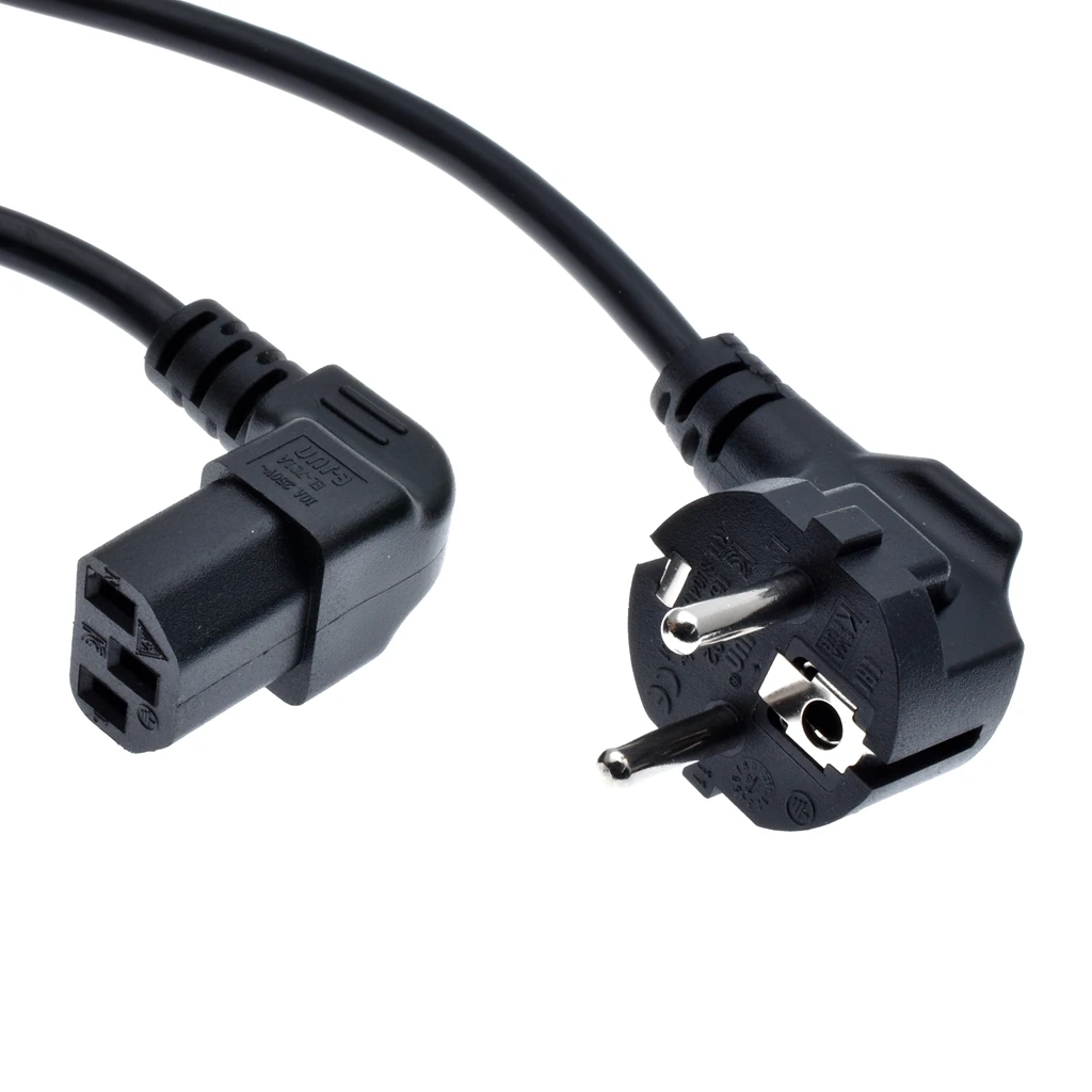 Down Angled 1m Кабель с европейской вилкой IEC C13, компьютерный кабель питания, удлинитель, 0,3 м, 1 м, 1,5 м, 2,5 м, Европейский кабель питания для монитора, PSU Antminer, принтер - Цвет: Down Angled 1m