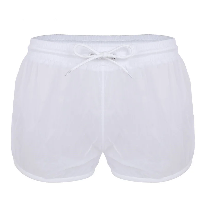 TiaoBug мужские мягкие прозрачные тканевые легкие боксеры на шнуровке Шорты