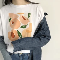 fruit chic printing peach t shirts women aesthetic summer ins graphic tees woman tshirts fashion short sleeve clothing female
