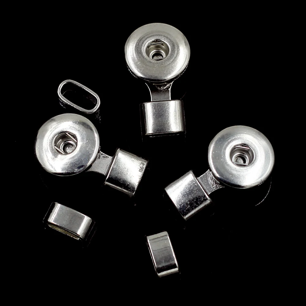 10Sets End Beads Cap Fit 18mm Snap Buttons Bracelets Necklaces Round Silver Tone Jewelry Making Charms Findings 3.1x1.9cm