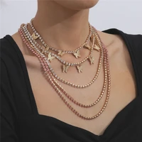 european and american fashion trend multi necklace combination shiny crystal rhinestone men and women necklace night club party