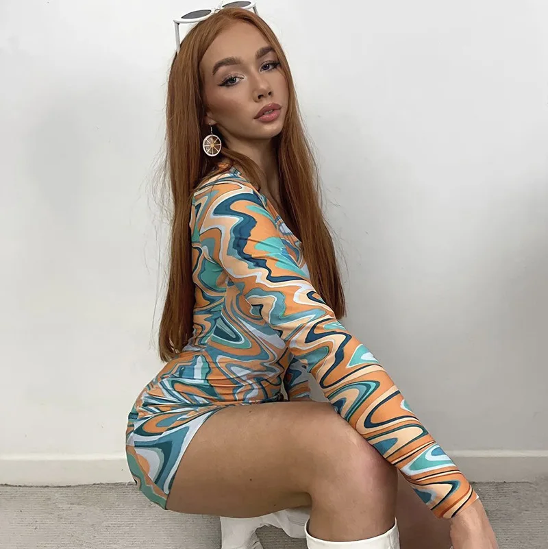 Женское мини-платье OneLineFox с завязкой сексуальное боди круглым вырезом винтажное