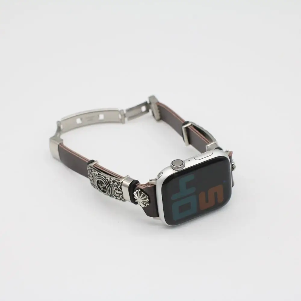 Ремешок из искусственной кожи для Apple Watch 7/6/SE/5/4/3 42 мм 44 38 40 Ретро ремешок аксессуар