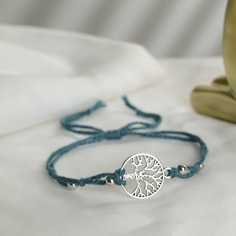 2 шт./компл. модные браслеты серебряного цвета с подвесками в виде дерева жизни