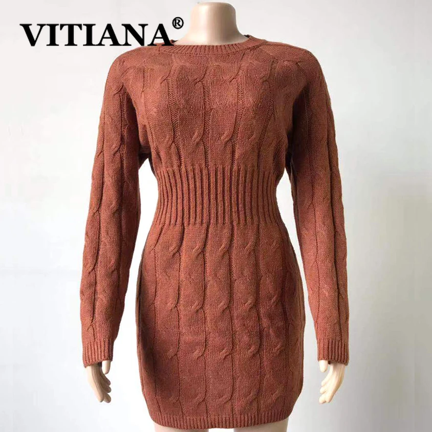 VITIANA женское осеннее сексуальное платье-свитер для вечерние зима 2019 женские