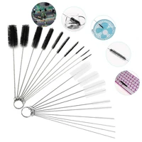 10pcs nylon tube brushes blackwhite mini long handle strip type cleaner bottle tube pipe brush household cleaning tools