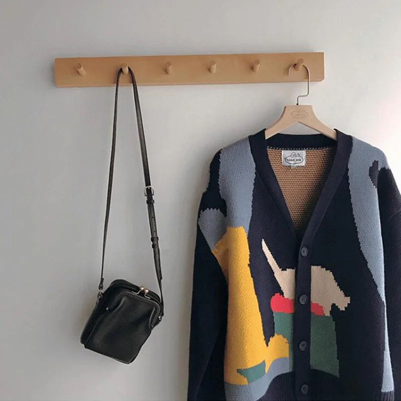 

Cartoon Pattern Casual Japanese Cardigan Buttons V-Neck Kawaii Autumn Winter Warm Loose Lazy Sweater Long Sleeve Retro W197