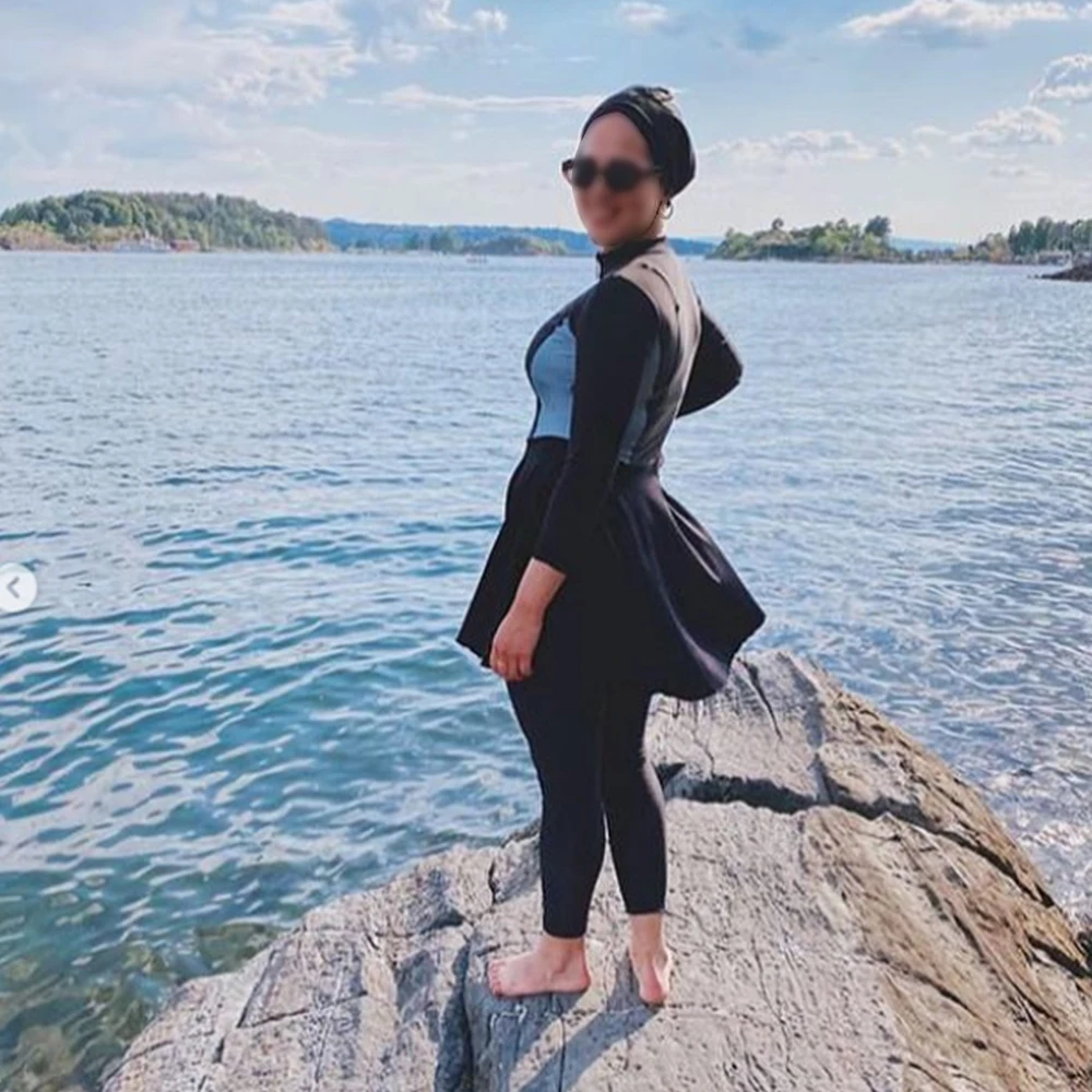 HAOFAN 2021 простой дизайн бюстгальтер с подкладкой из трех частей Burkini длинным