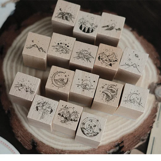 

The Moon Wooden Stamps Set DIY Stickers Journal Scrapbooking Stationery Gift
